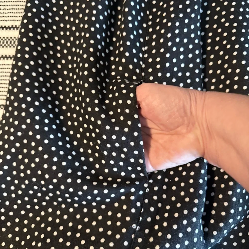 Nicole Miller Black and White Women Dress A Line Polka Dot XL Linen
